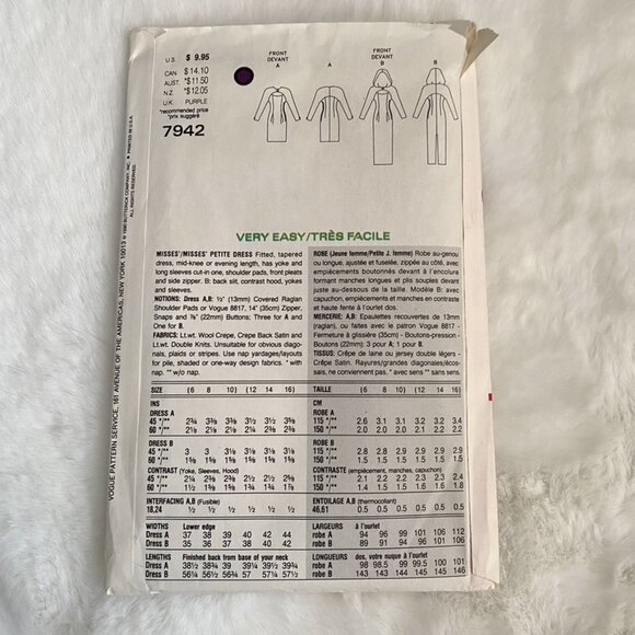 3 Vogue Sewing Patterns - Picture 7 of 7